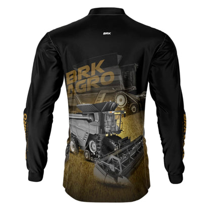 Camisa Agro Brk Preta Colheitadeira Ideal com Proteção Solar UV50+ - Brk Agro