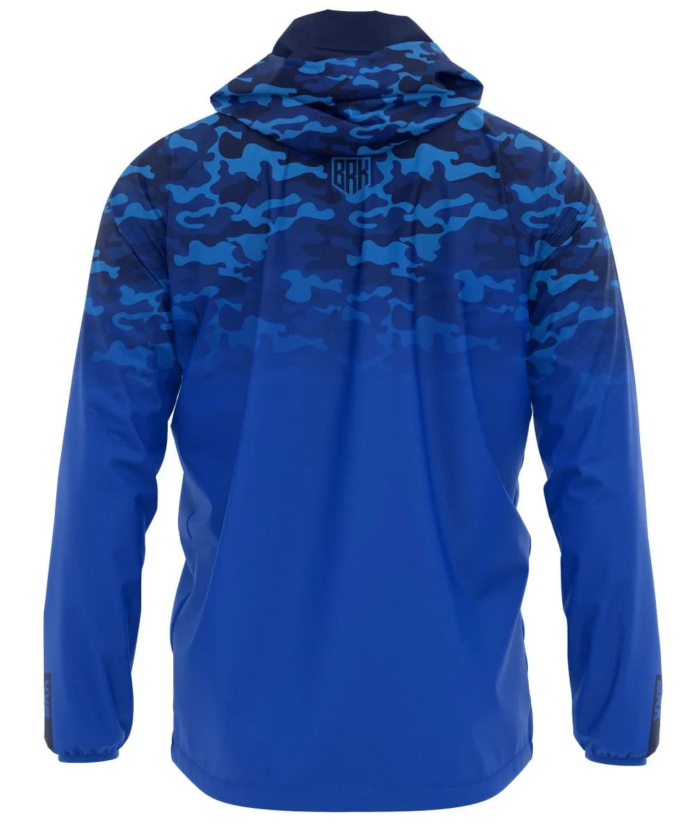 Jaqueta Corta Vento Brk Agro Repelente à Água - Camuflado Azul com Proteção Solar UV50+ - Brk Agro