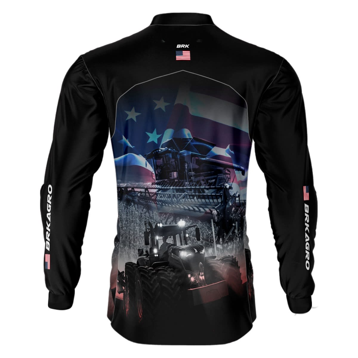 Camisa Agro Brk Veículos Agrícolas e Bandeira Estados Unidos com Proteção Solar UV50+ - BRK AGRO