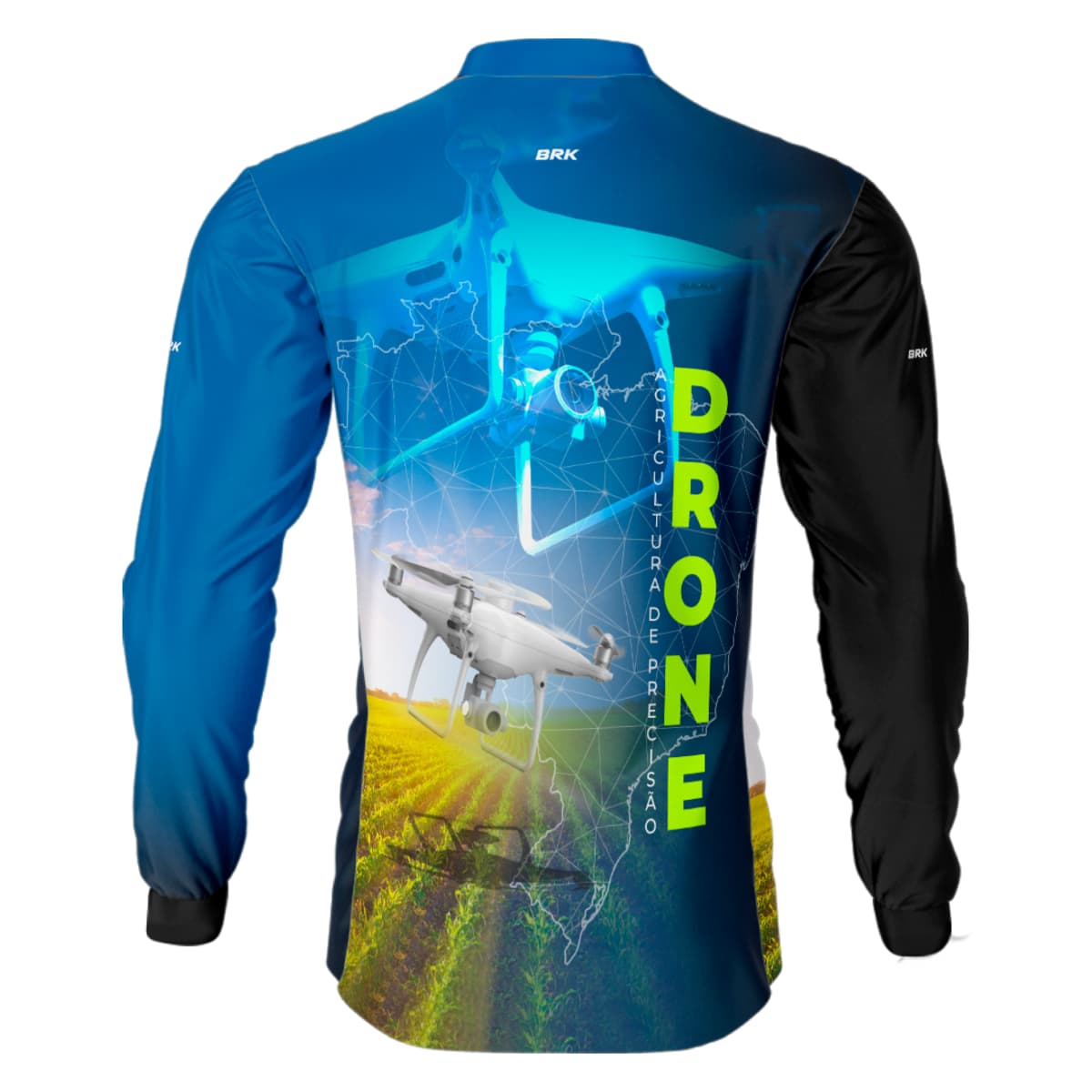 Camisa Agro Brk Azul Drone Agricultura de Precisão com Proteção Solar UV50+ - Brk Agro
