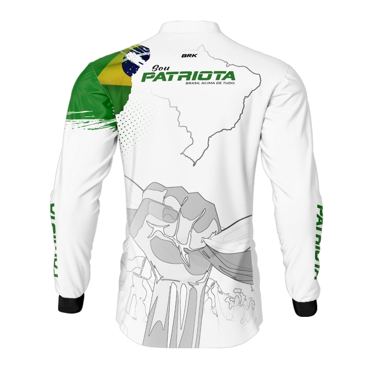 Camisa Agro Brk Básica Patriota Bandeira do Brasil Branca com Proteção UV50+ - BRK AGRO
