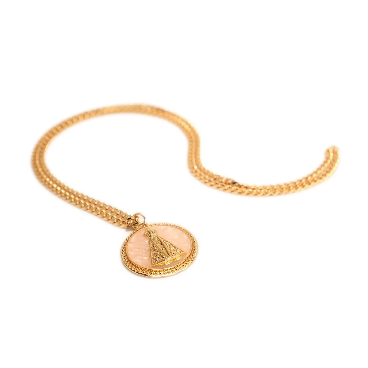 Corrente Pingente Brk Nossa Senhora Aparecida Redonda Dourada - Brk Agro