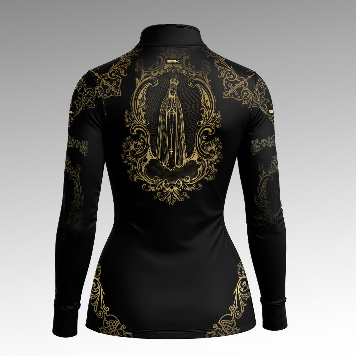 Camisa Feminina Nossa Senhora Floral Dourada com UV50