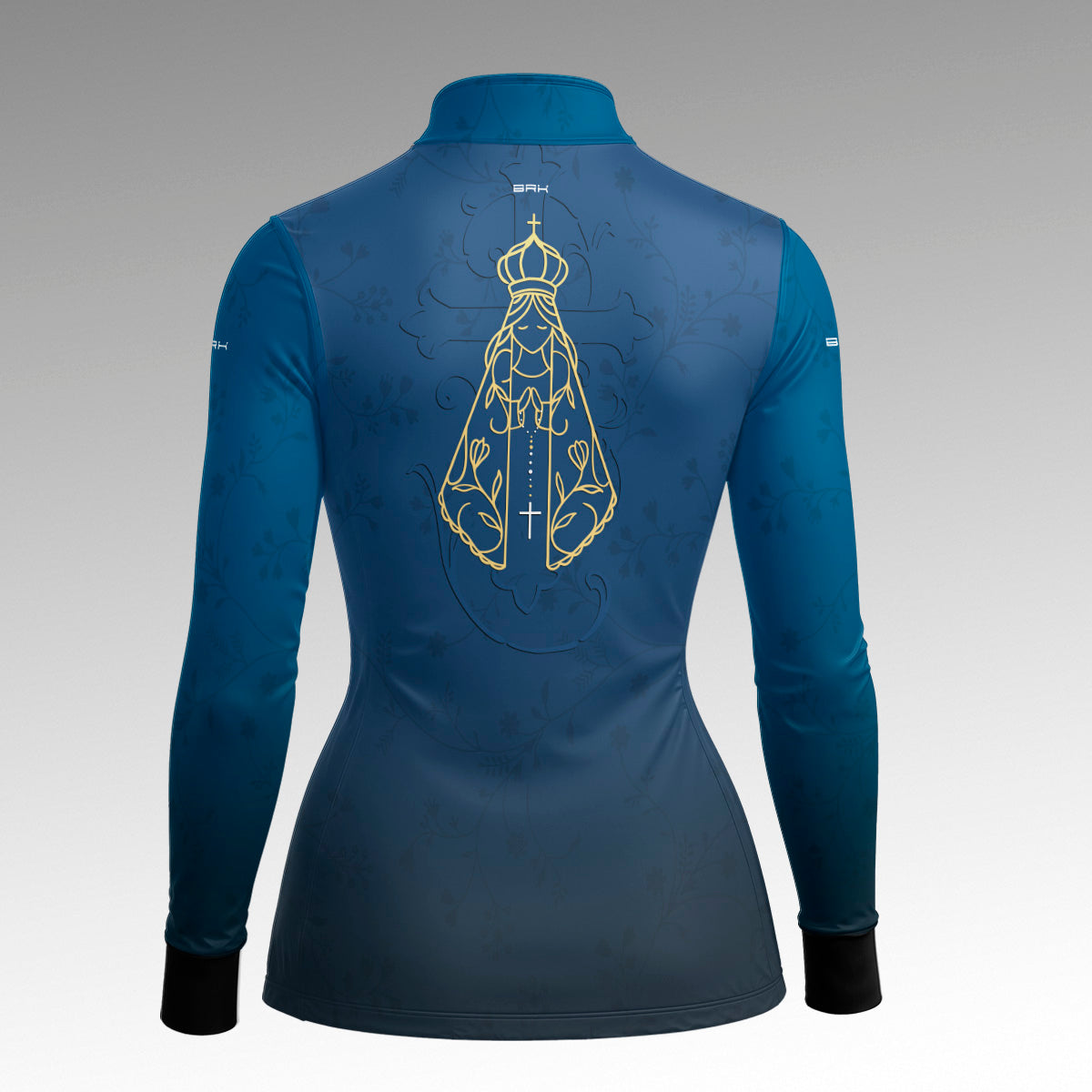 Camisa Feminina Nossa Senhora Aparecida Mãe Padroeira Azul com UV50