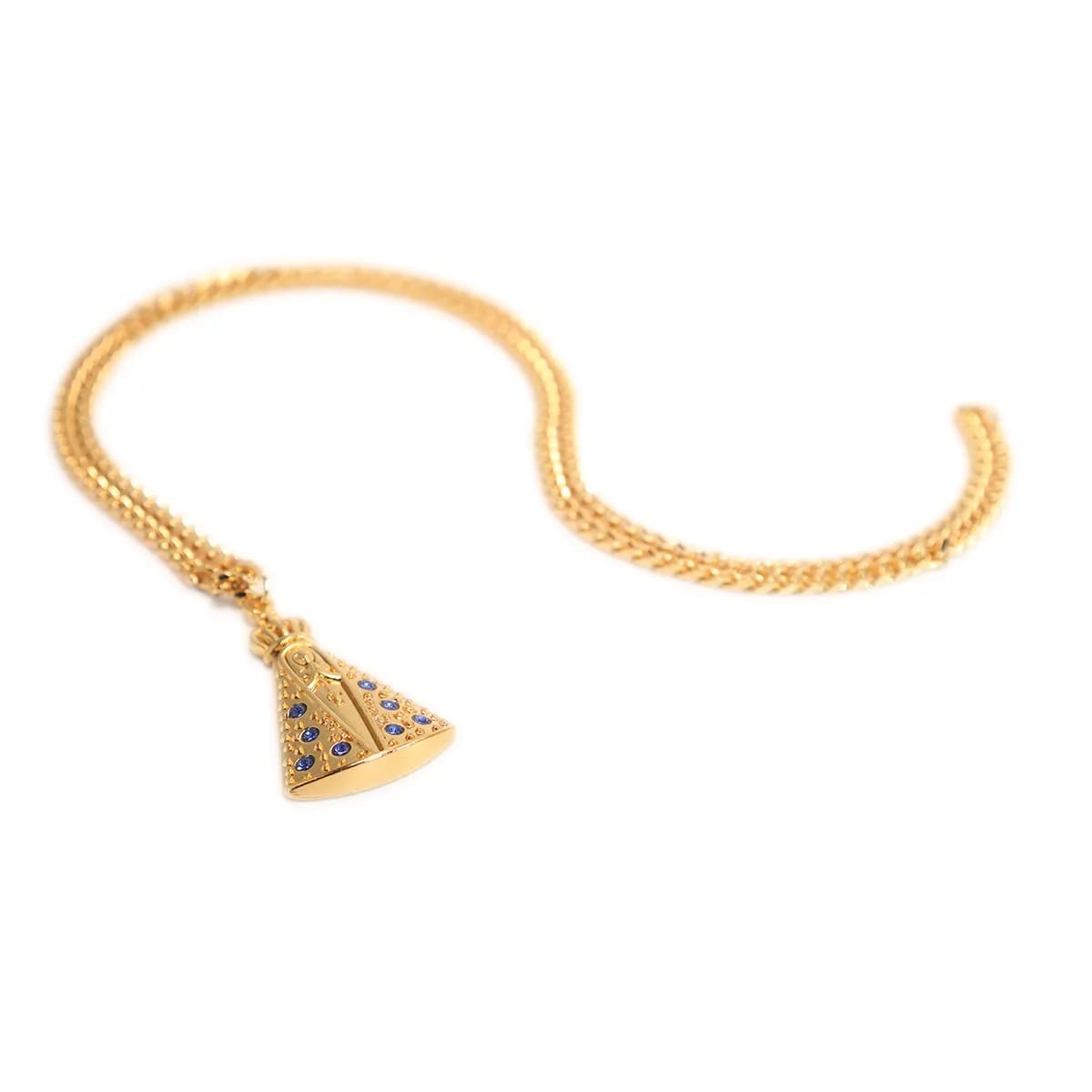 Corrente Pingente Brk Nossa Senhora Aparecida Dourada Azul - Brk Agro