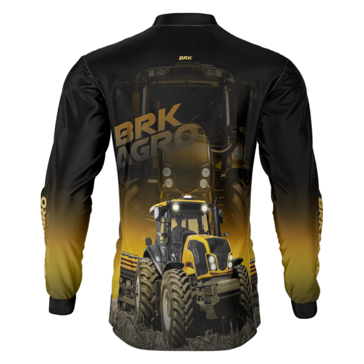 Camisa Agro Brk Trator BM115 Preto e Amarelo com Proteção Solar UV50+ - Brk Agro