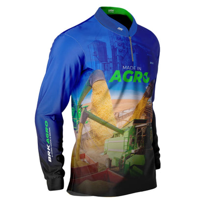 Camisa Agro Brk Azul Made in Agro Cultivo de Soja com UV50+ - Brk Agro