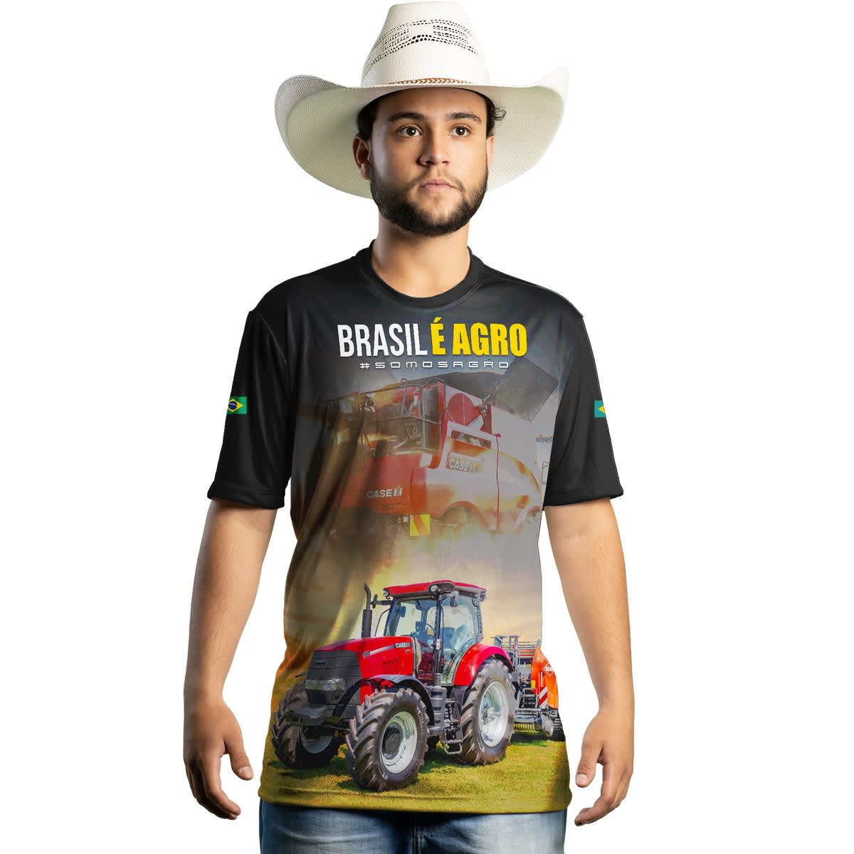 Camiseta Agro Brk Brasil é Agro Trator com Proteção Solar UV50+ - Brk Agro