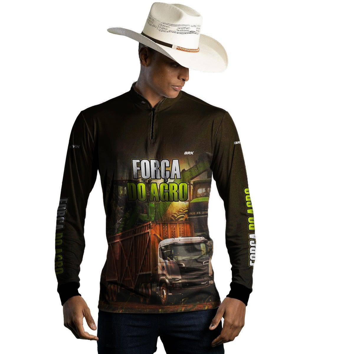 Camisa Agro Brk A Força do Agro Caminhão Colheita de Cana com Proteção Solar UV50+ - Brk Agro