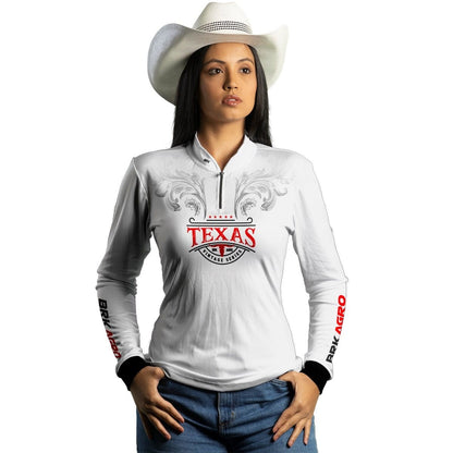 Camisa Agro Brk Feminina Texas Vintage Branca com Proteção com Proteção Solar UV50+ - BRK AGRO