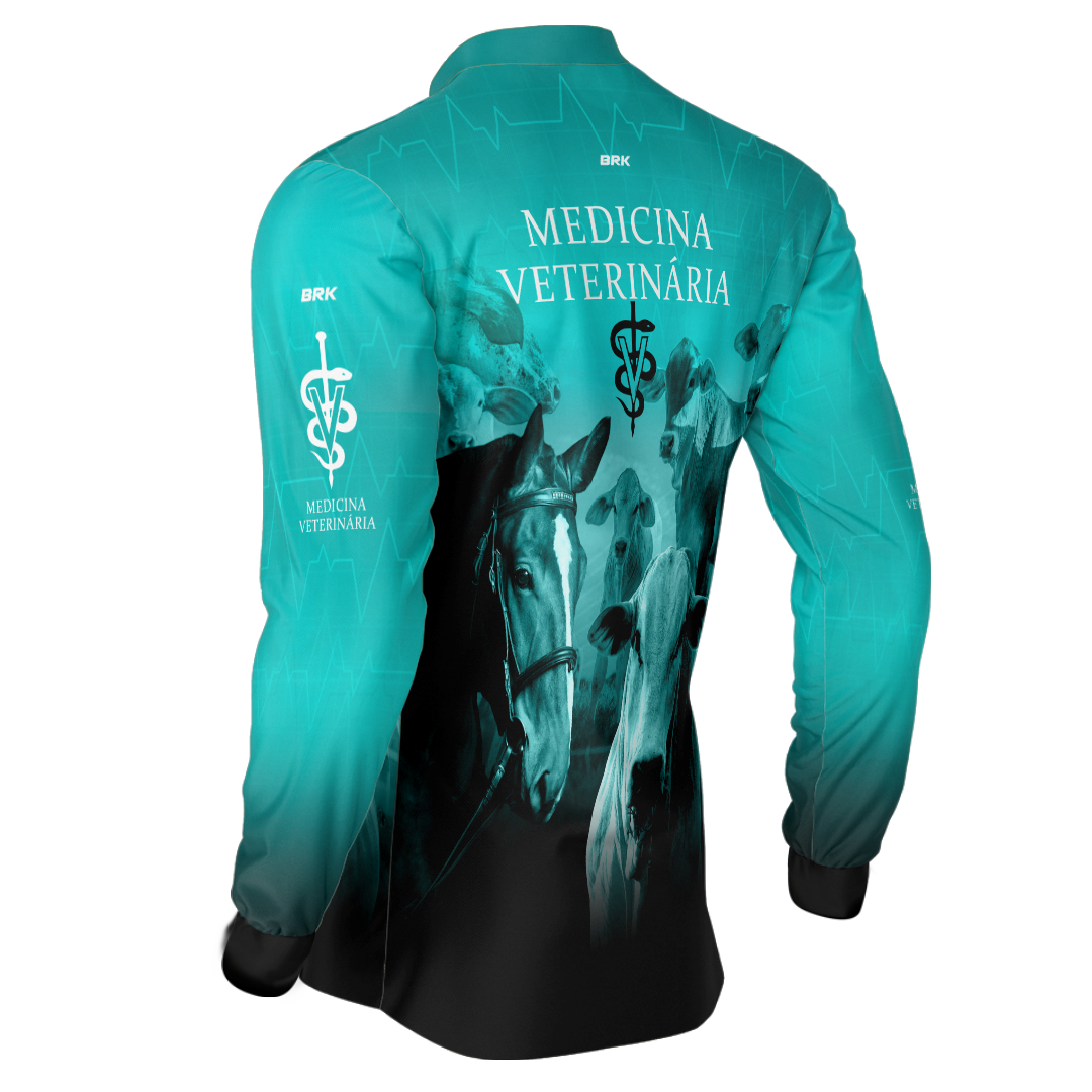 Camisa Agro Brk Medicina Veterinária Azul com UV50+ - BRK AGRO