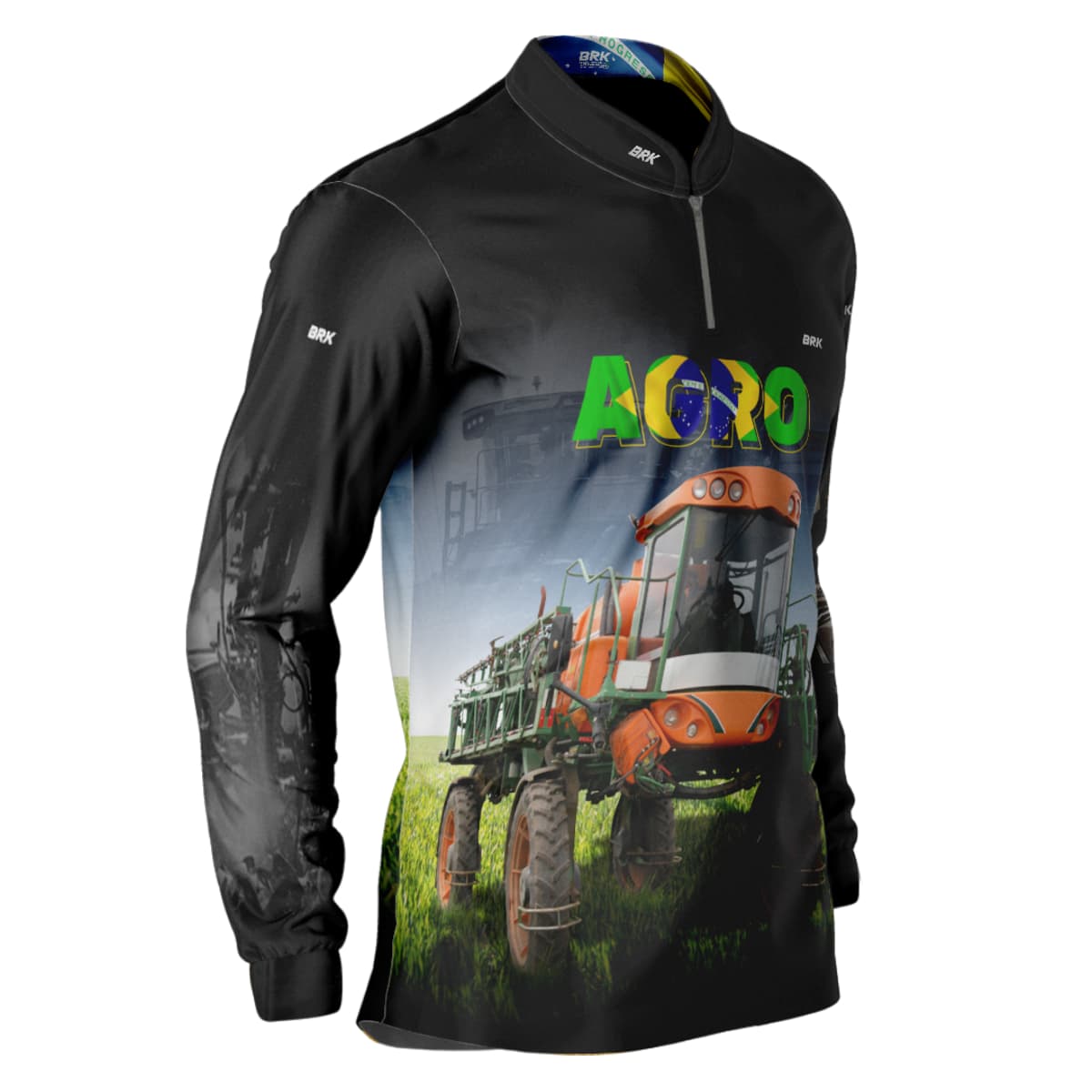 Camisa Agro Brk Pulverizador Trator Laranja com Proteção Solar UV50+ - Brk Agro