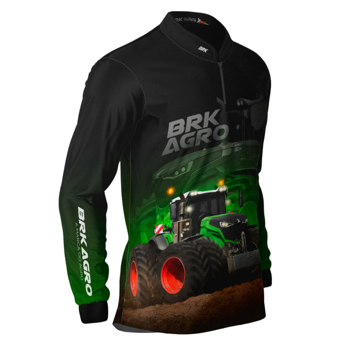 Camisa Agro Brk Trator Vario 1000 Preta com Proteção Solar UV50+ - Brk Agro