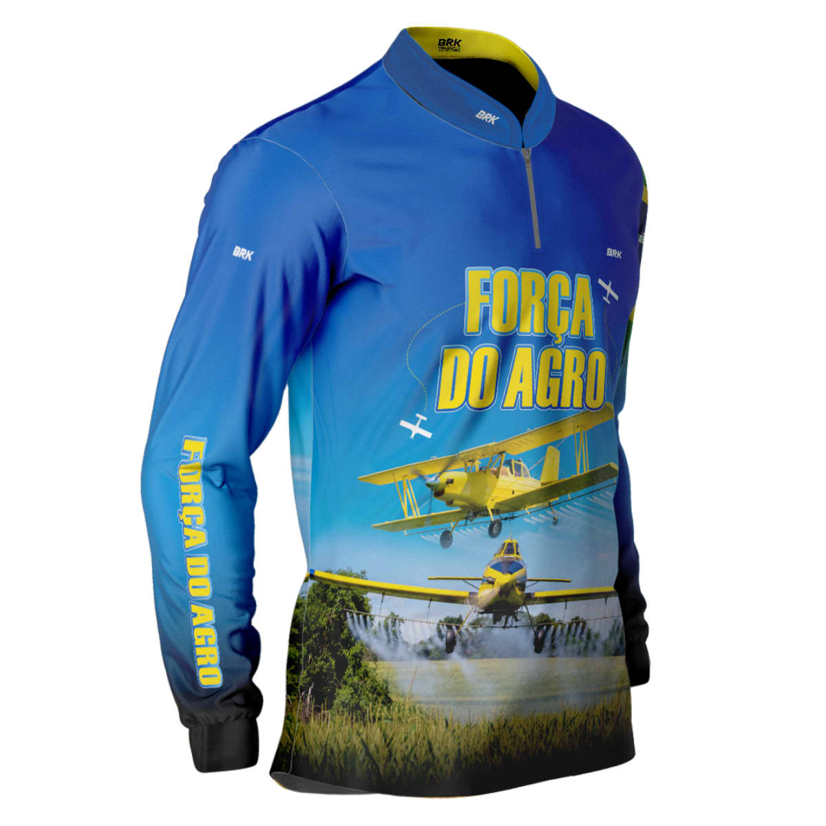Camisa Agro Brk Azul Aviação Agrícola com Proteção Solar UV50+ - Brk Agro