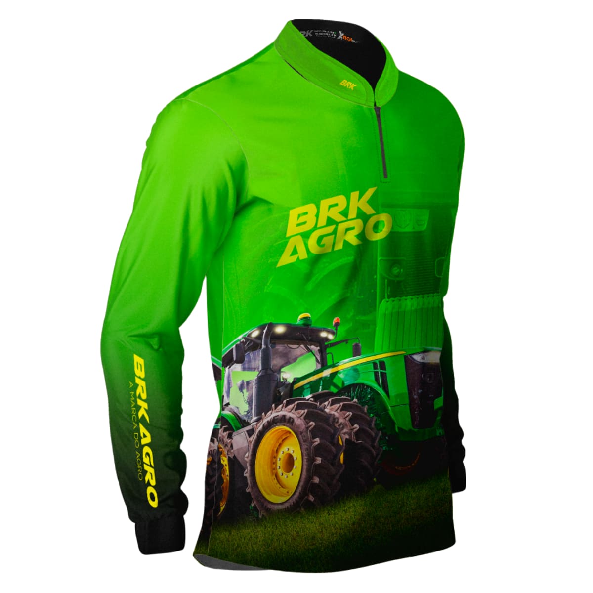 Camisa Agro Brk Trator 8250R Verde com Proteção Solar UV50+ - Brk Agro