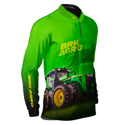 Camisa Agro Brk Trator 8250R Verde com Proteção Solar UV50+ - Brk Agro