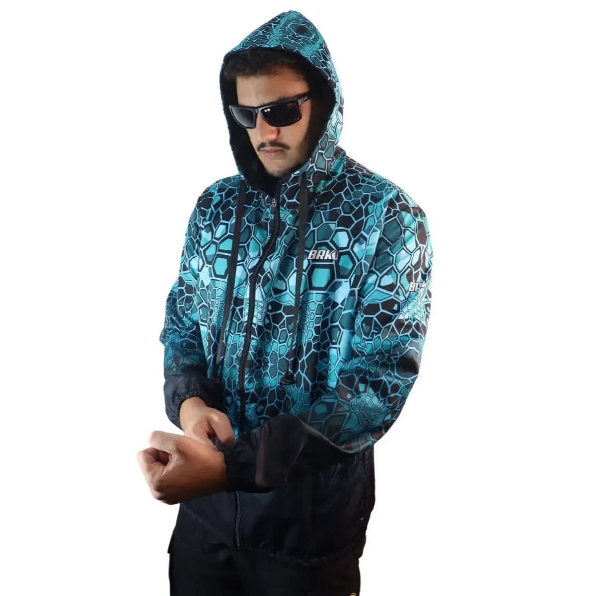 Jaqueta Corta Vento Brk Agro Repelente à Àgua - Blue Snake com Proteção Solar UV50+ - Brk Agro