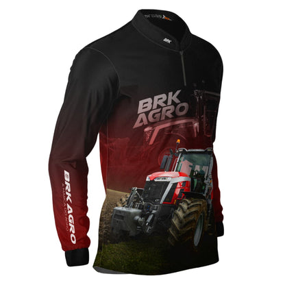 Camisa Agro Brk Trator 8S Vermelho Escura com Proteção Solar UV50+ - Brk Agro