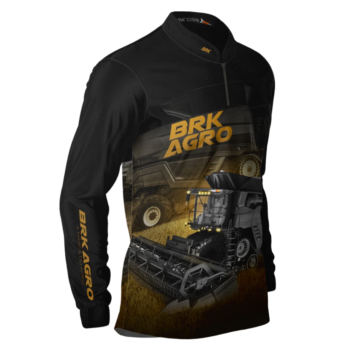 Camisa Agro Brk Preta Colheitadeira Ideal com Proteção Solar UV50+ - Brk Agro