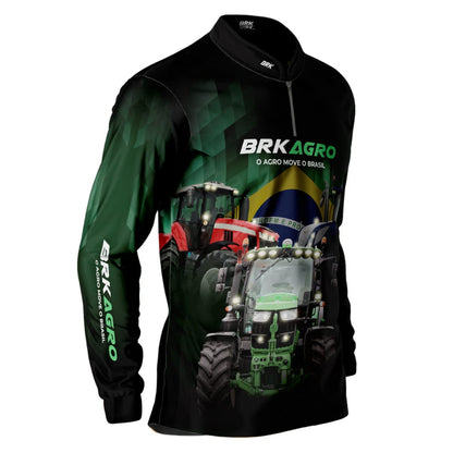 Camisa Agro Brk Preta Tratores com Proteção Solar UV50+ - Brk Agro