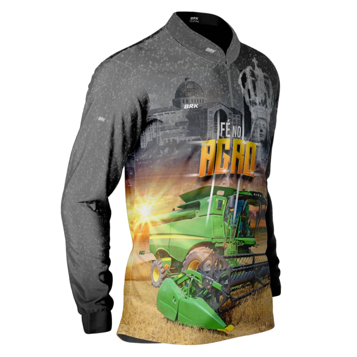 Camisa Agro Brk Colheitadeira Padroeira Fé no Agro com Proteção Solar UV50+ - Brk Agro
