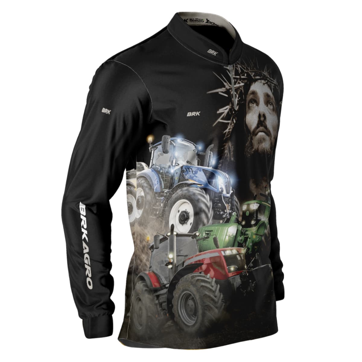 Camisa Agro Brk Trator Jesus Preta com Proteção Solar UV50+ - Brk Agro