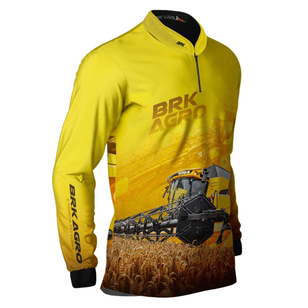 Camisa Agro Brk Colheitadeira CR11 Amarela com Proteção Solar UV50+ - Brk Agro
