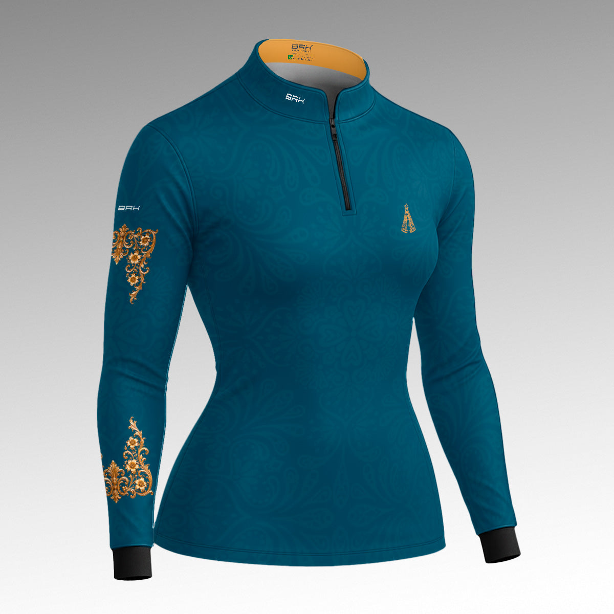 Camisa Feminina Nossa Senhora Aparecida Azul Petróleo com UV50