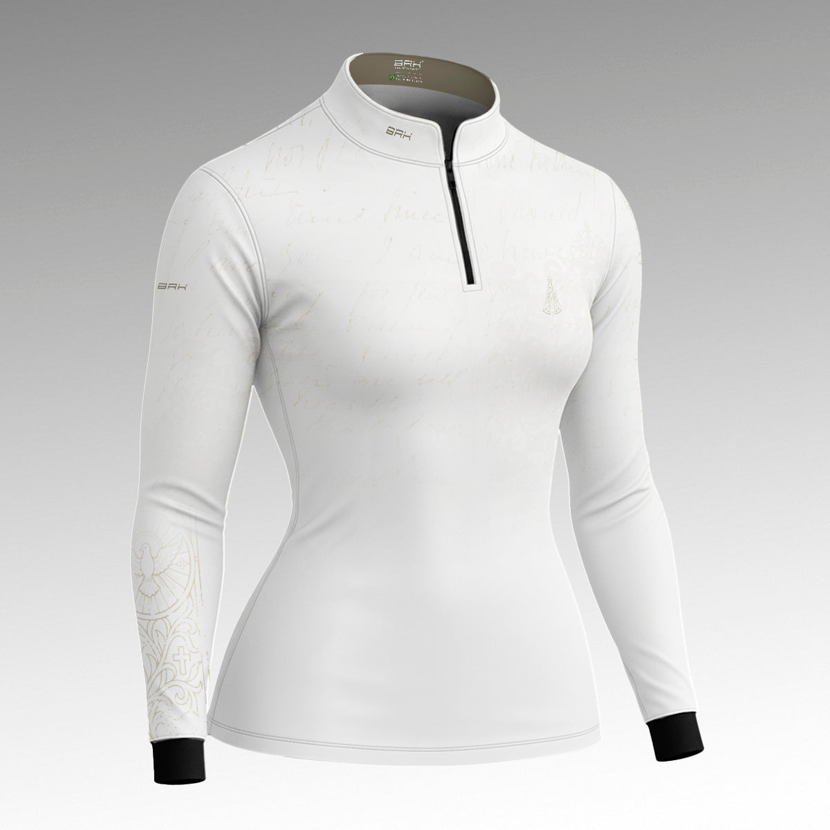 Camisa Feminina Nossa Senhora Aparecida Oração Branco com UV50