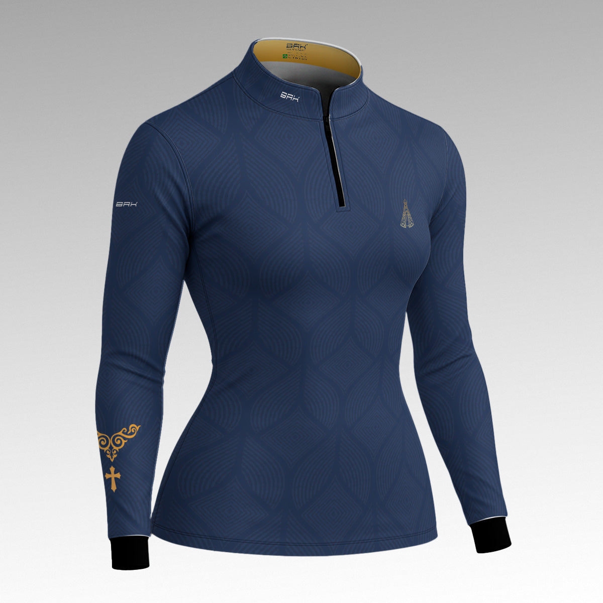 Camisa Feminina Nossa Senhora Aparecida Medalha Azul com UV50