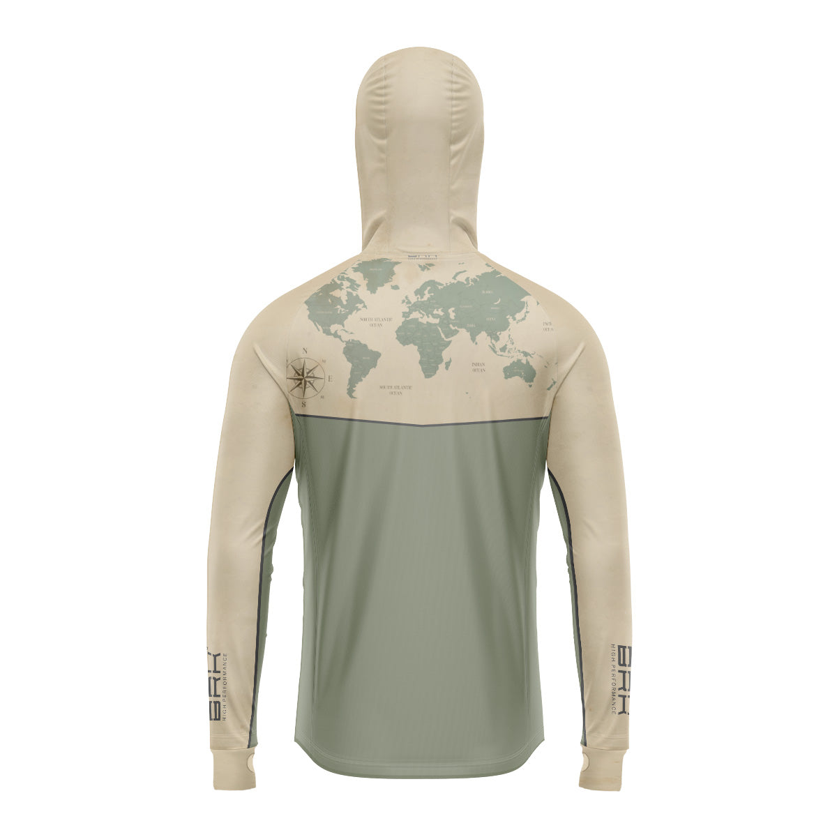 Camisa de Pesca Brk com Capuz Hybrid Luva Maps com Proteção Solar UV50+