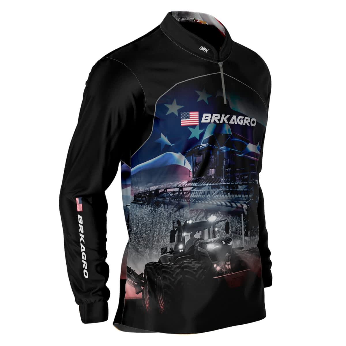 Camisa Agro Brk Veículos Agrícolas e Bandeira Estados Unidos com Proteção Solar UV50+ - BRK AGRO