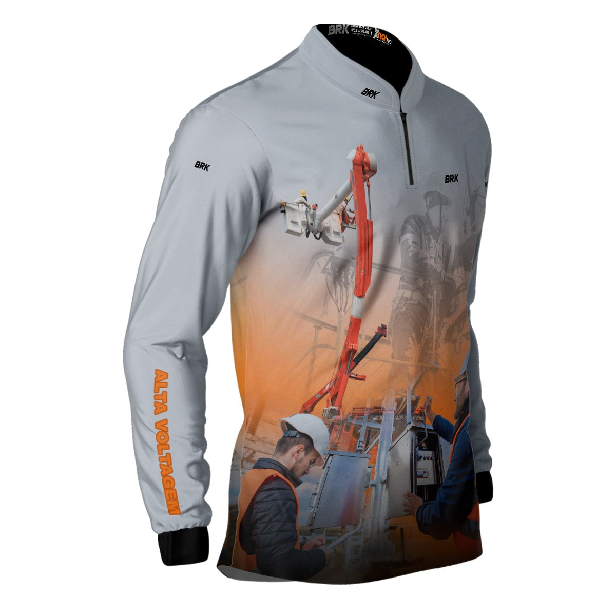 Camisa Brk Profissões Eletricista Alta Tensão Branca com Proteção UV50+ - Brk Agro