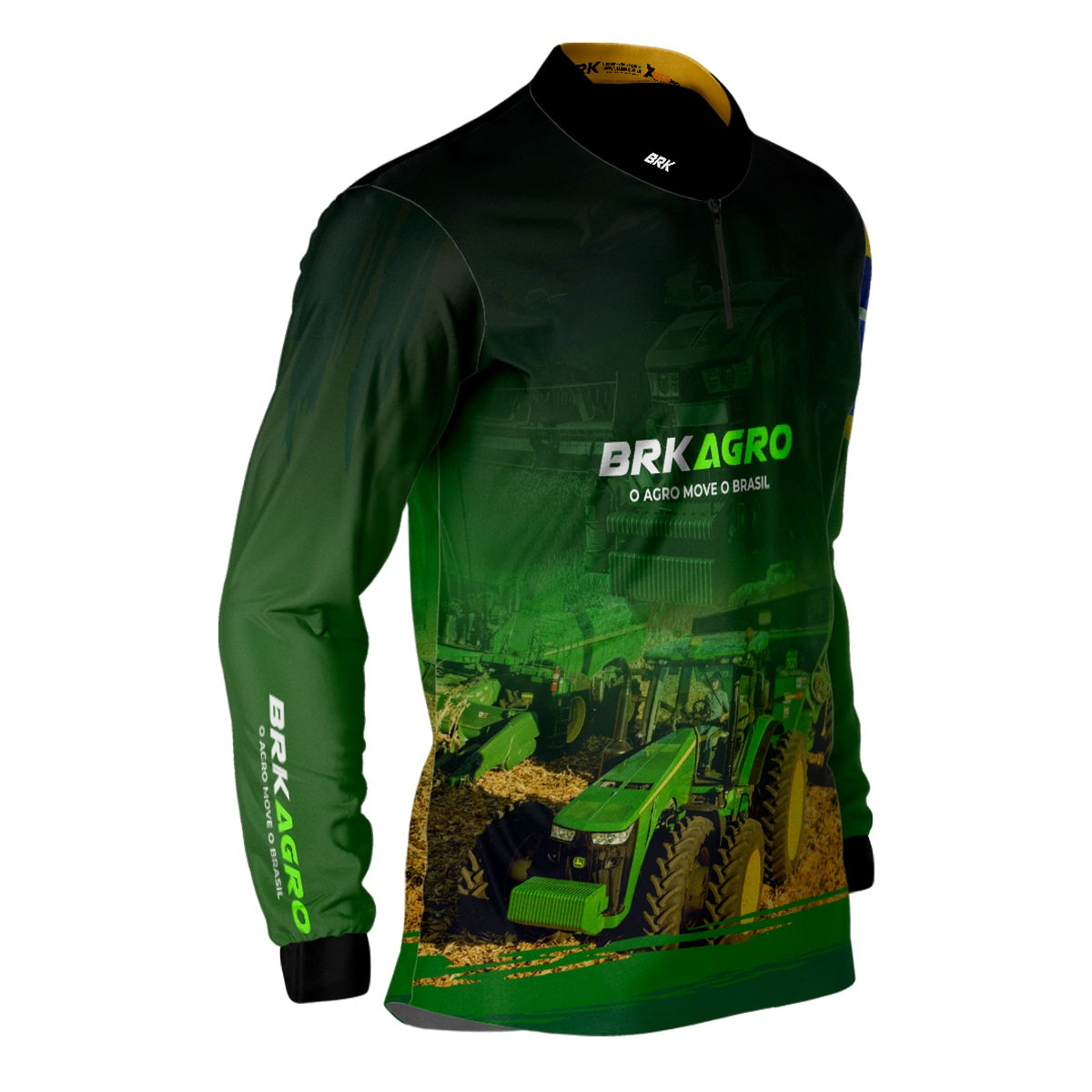 Camisa Agro Brk Verde o Agro Move o Brasil com Proteção Solar UV50+ - Brk Agro