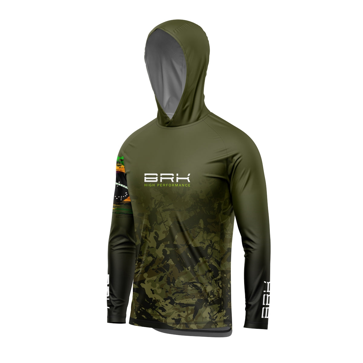 Camisa de Pesca com Capuz Brk Camuflado Verde Brasil com Proteção UV50+ - Brk Agro