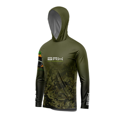 Camisa de Pesca com Capuz Brk Camuflado Verde Brasil com Proteção UV50+ - Brk Agro