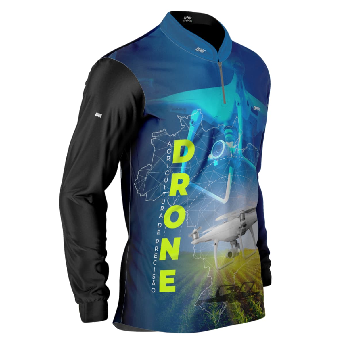 Camisa Agro Brk Azul Drone Agricultura de Precisão com Proteção Solar UV50+ - Brk Agro