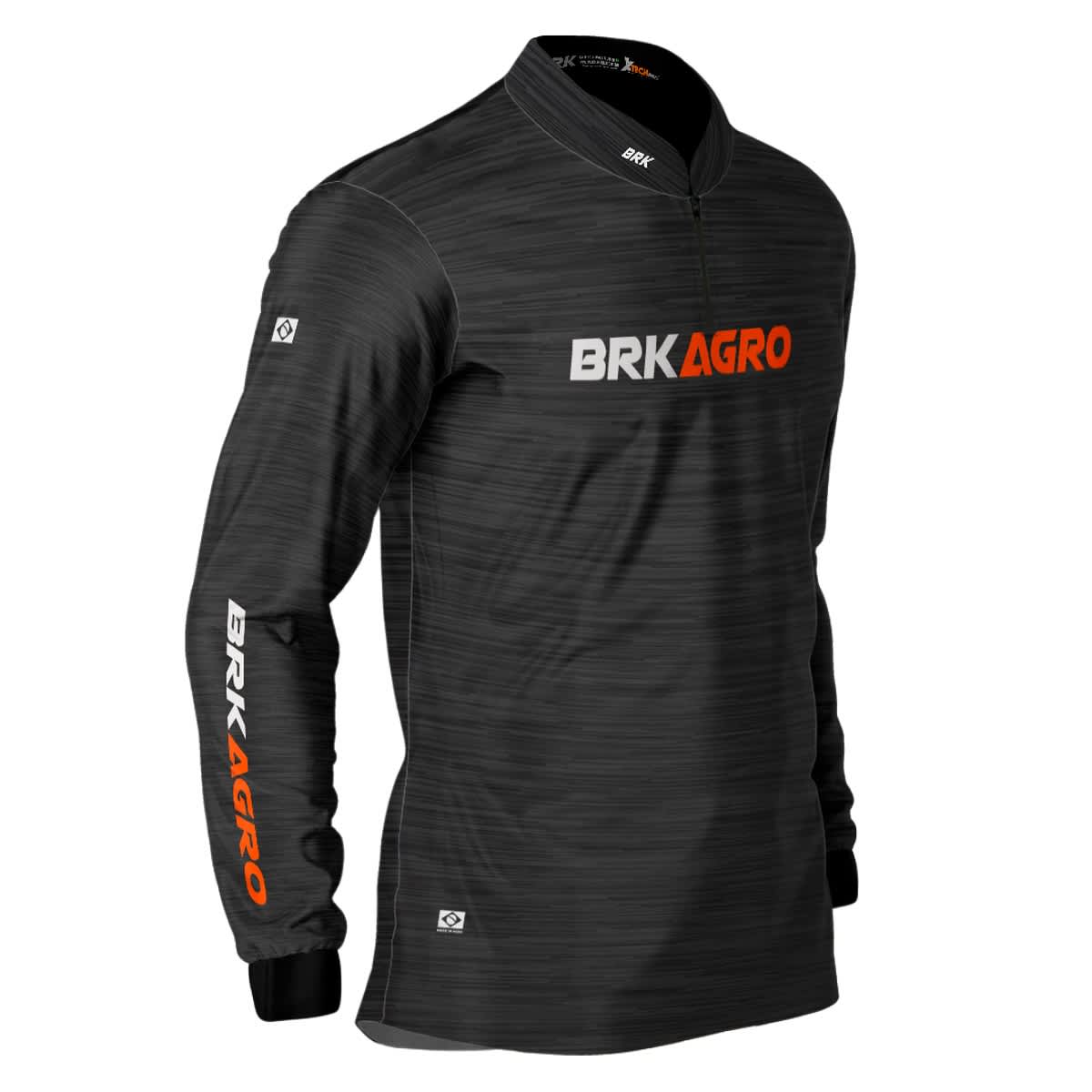 Camisa Agro Brk Mescla Preto Laranja com Proteção Solar UV50+ - Brk Agro