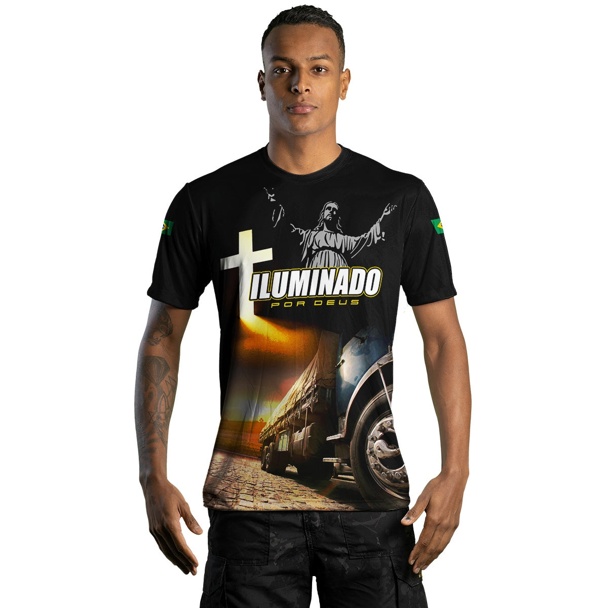 Camiseta Agro Brk Caminhoneiro Iluminado por Deus com Proteção Solar UV50+ - Brk Agro