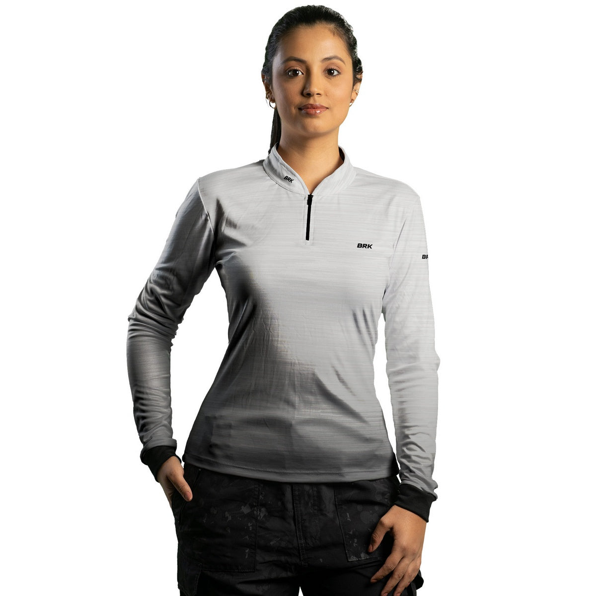 Camisa Agro Feminina Brk Mescla Branca com Proteção Solar UV50+ - Brk Agro