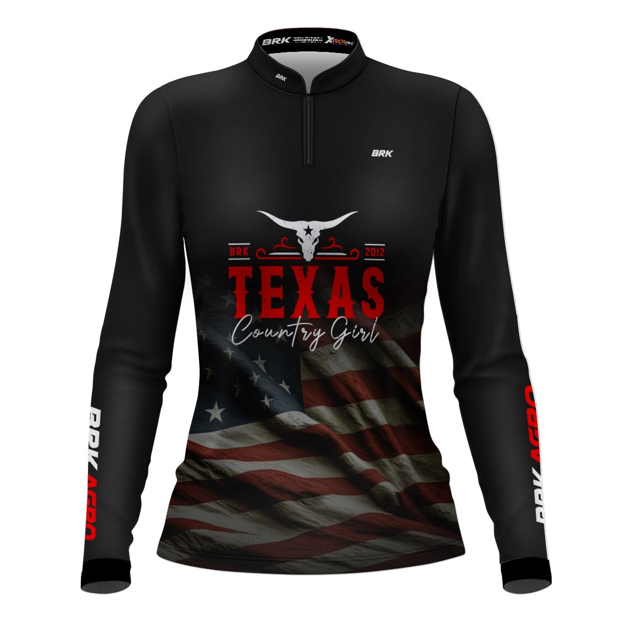 Camisa Feminina Agro Feminina Brk Texas Country Girl EUA Preta com Proteção UV50+ - Brk Agro