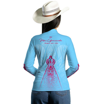 Camisa Agro Brk Feminina Mãe Aparecida Azul Clara com Proteção Solar UV50+ - Brk Agro