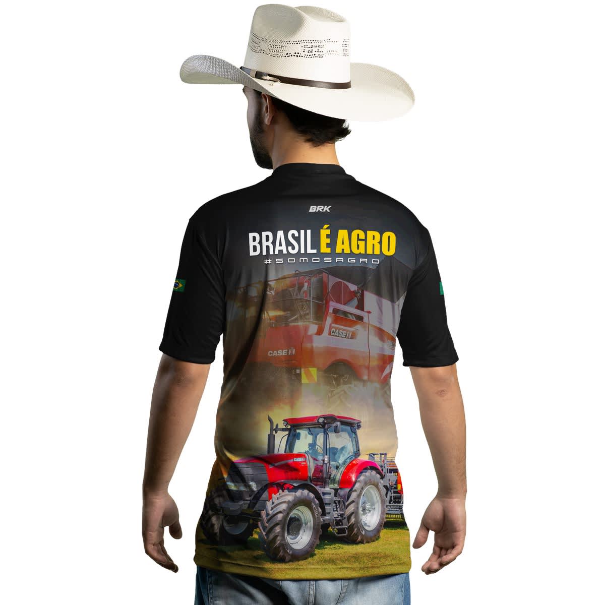 Camiseta Agro Brk Brasil é Agro Trator com Proteção Solar UV50+ - Brk Agro