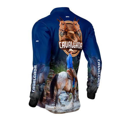 Camisa Agro Brk Cavalgada Azul com Proteção Solar UV50+ - Brk Agro