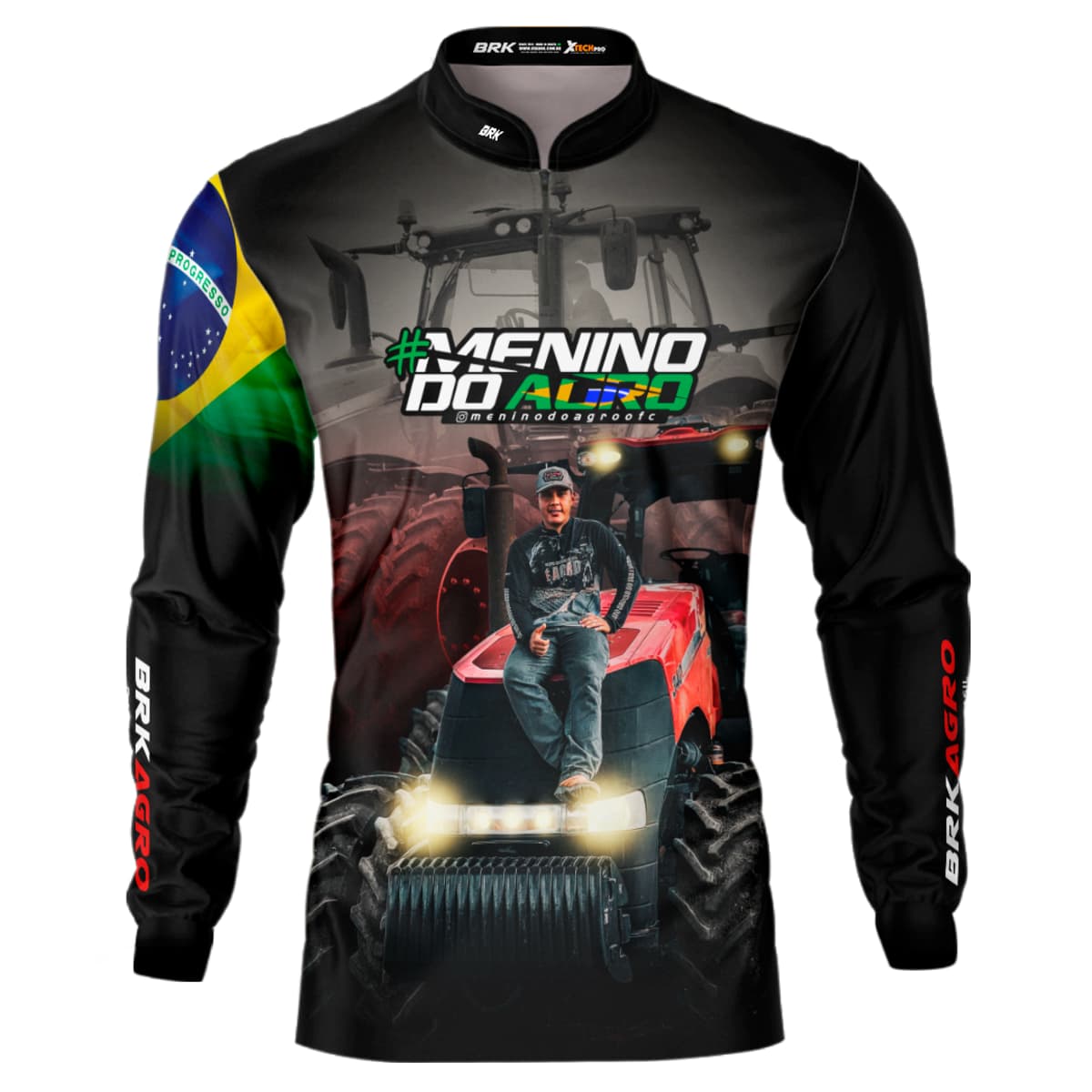 Camisa Agro Brk Menino do Agro Trator Vermelho com Proteção Solar UV50+ - Brk Agro