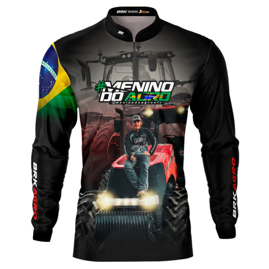 Camisa Agro Brk Menino do Agro Trator Vermelho com Proteção Solar UV50+ - Brk Agro