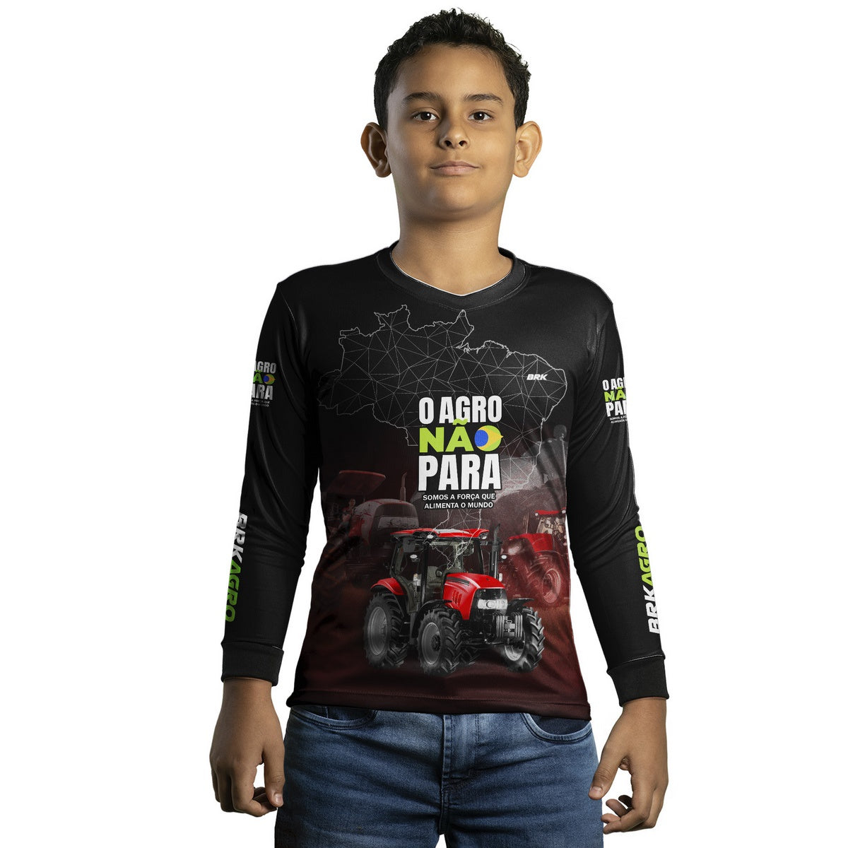 Camisa Agro Brk O Agro Não Para Preta e Vermelho com UV50+ - BRK AGRO