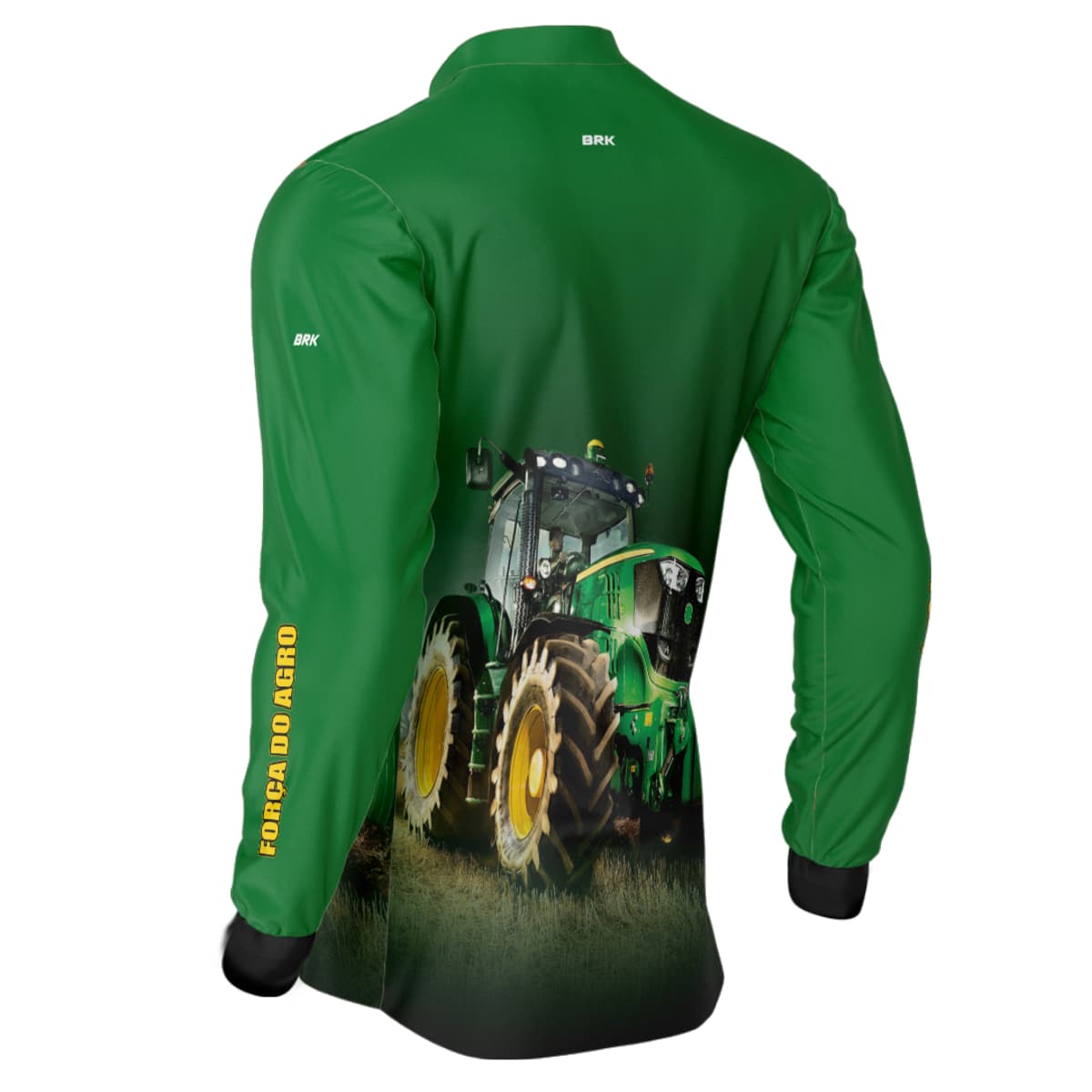 Camisa Agro Brk Força do Agro Trator Verde com Proteção Solar UV50+ - Brk Agro