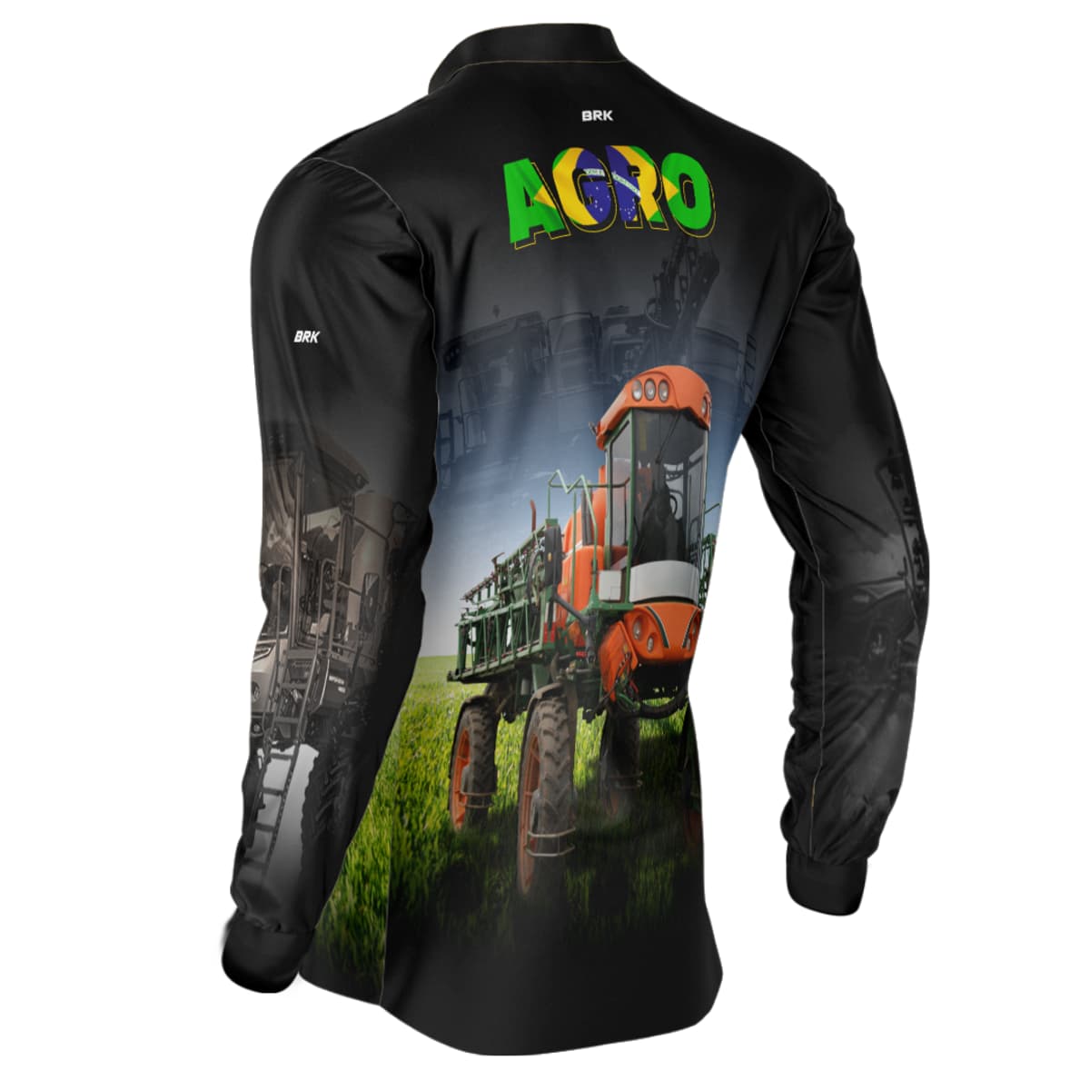 Camisa Agro Brk Pulverizador Trator Laranja com Proteção Solar UV50+ - Brk Agro