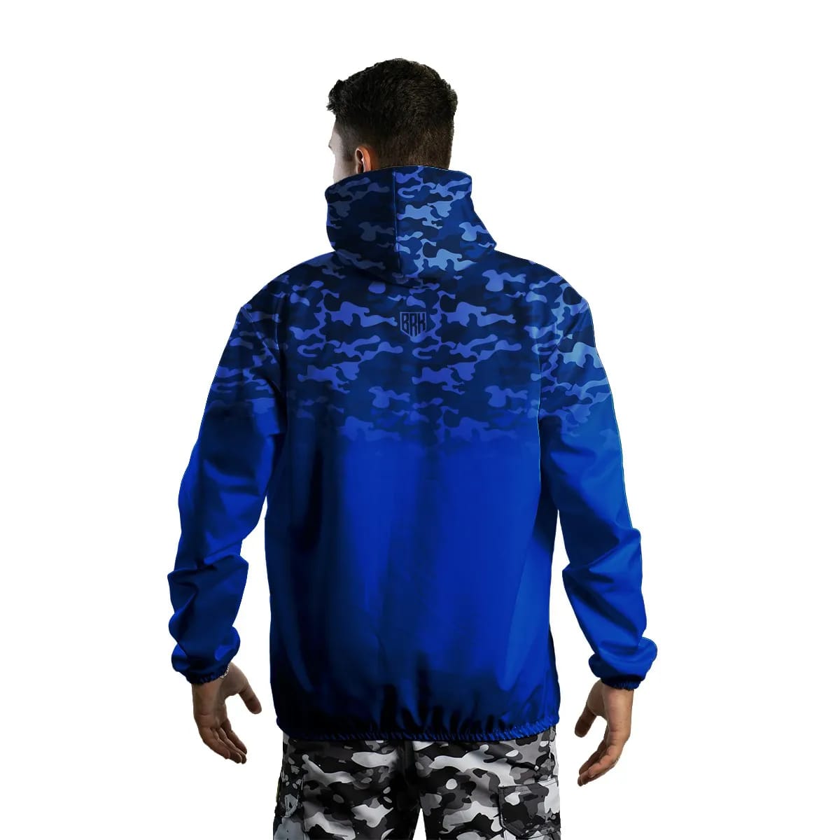 Jaqueta Corta Vento Brk Agro Repelente à Água - Camuflado Azul com Proteção Solar UV50+ - Brk Agro